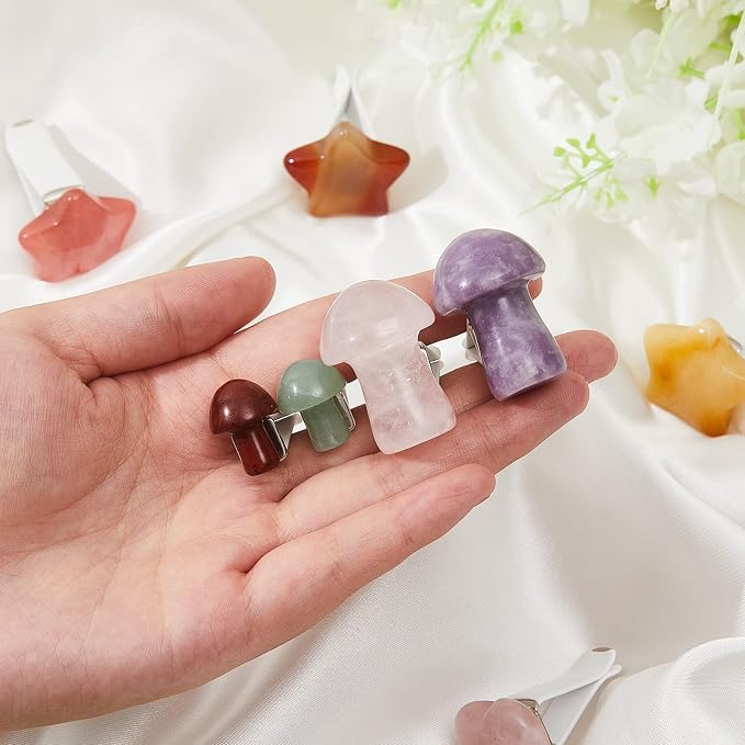 Tallew Heart Crystals Car Vent Clips Car Accessories for Women Quartz Crystals Air Fresheners Vent Clip(Mushroom Style)