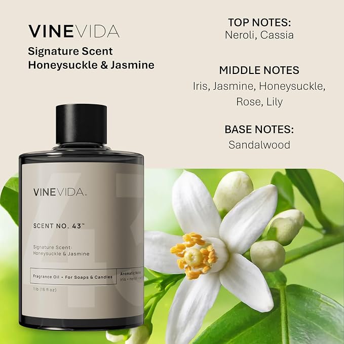VINEVIDA [16oz] Honeysuckle & Jasmine Fragrance Oil for Candle Making and Soap Making - Premium Candle Scents for Soy Candles