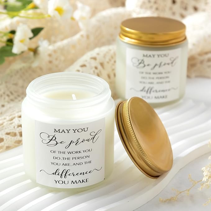 MTLEE 20 Pcs Thank You Gifts Candles 3.5 oz Employee Appreciation Inspirational Scented Soy Wax Candle Thanks Gift for Coworker Women Volunteer Teacher(Classic,White)