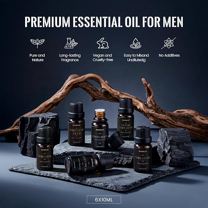 Luxury Men Essential Oils Set for Diffuser for Home, Fathers Day Gift for Men, Dad, Boyfriend, Masculine Fragrance Oils for Candle & Soap Making, Confident Aromatherapy Oils Kit, CEO Scented Oil