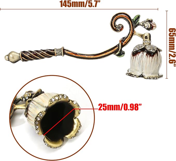 Candle Snuffer Vintage Flower Stopper – Elegant Metal Candle Extinguisher Tool with Long Handle, Decorative White Design for Safely Put Out Flame, Prevents Smoke, Spiritual Gift for Candle Lovers