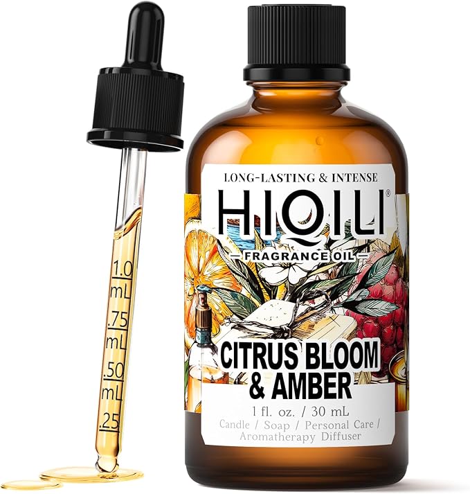 HIQILI Citrus Bloom & Amber Fragrance Oil for Candle, Soap Making, Floral Scent, Essential Oil Diffuser Use, Hair Care - 1 Fl Oz
