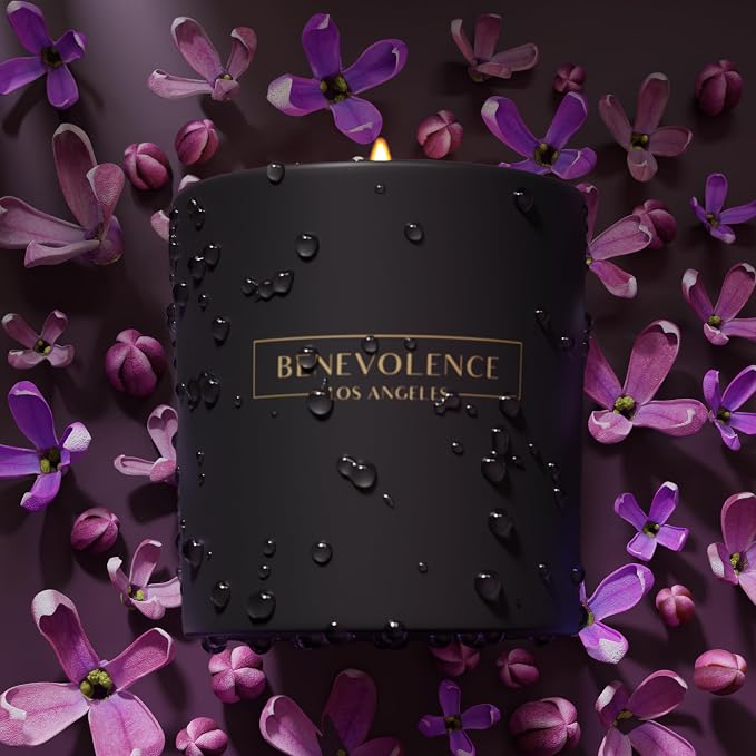 Benevolence LA Premium Lavender & Lilac Scented Candle – Long-Lasting, 45-Hour Burn – Luxury Natural Soy Candle for Home – Aromatherapy & Room Decor – 8oz