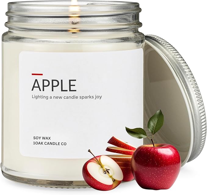 1OAK Apple Candle - Soy Wax Scented Candles (Apple) - Soy Candles for Home Scented - Long Burning Premium - Hand-Poured (7oz)