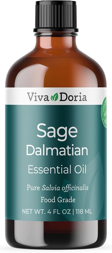 Viva Doria Sage Essential Oil, 100% Pure, Natural, Dalmatian Sage Essential Oil, Undiluted, for Aromatherapy | Food Grade, 118 mL (4 Fluid Ounce)