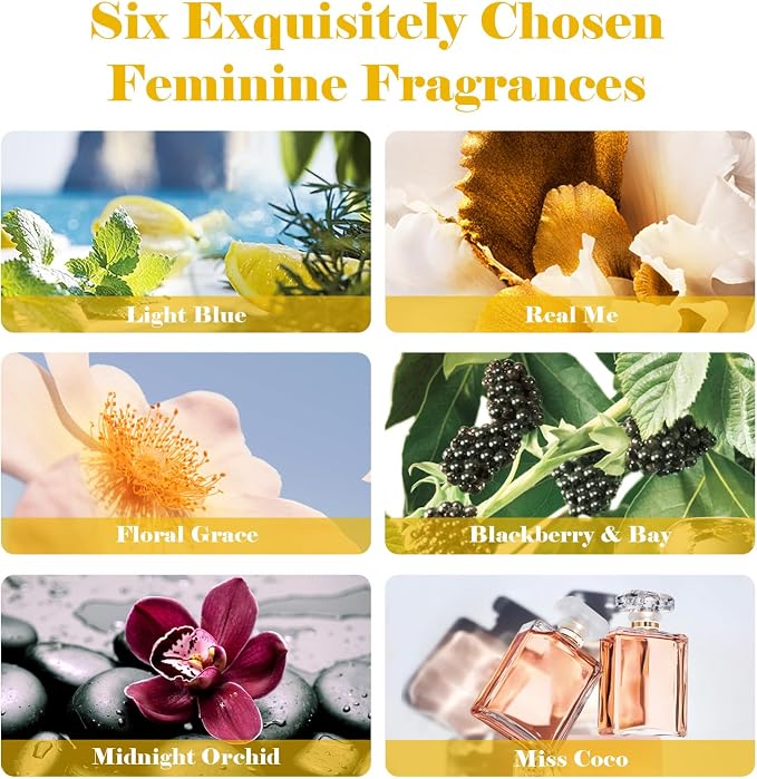 AmaKane Fragrance Oils Set, Essential Oils for Diffuser, Fragrance Oil for Candle Making, Soap Making Scents, Aromatherapy Oils 6x10ml, Feminine