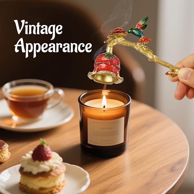 Elegant Royal-Style Candle Snuffer with Pearl Inlay, Candlesnuffers Wick Snuffer Candle Accessory for Putting Out Extinguish Candle (Red)