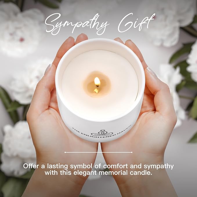 Sympathy Candle for Loss - Sending a Tight Hug Memorial Gift - Lime Basil Mandarin - 40H Soy Wax Remembrance, Bereavement, Grief & Condolence Keepsake