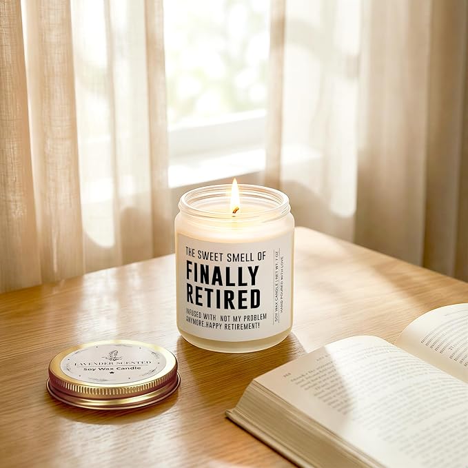 Retirement Gift for Woman Man, Retired Gifts for Women Men, Coworker, Teacher, Nurse, Friends and Family, Funny Retirement Candle Decoration, Lavender Soy Wax Candle 7Oz