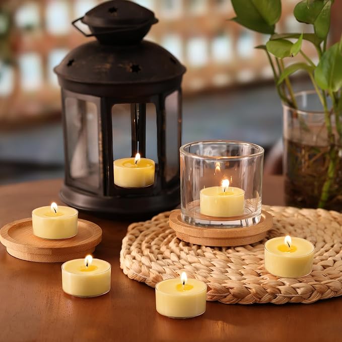 Scented Tea Lights Candles, Lemon Zest, 8 Pack – Soft Yellow Scented Tealight Candles – 100% Palm Wax, 6 Hour Burn Aromatherapy Tea Light Votive Candle for Holiday Brunch, Kitchen Decor, Summer Fresh