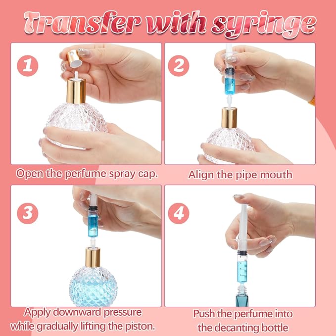 Geiserailie 6 Packs 5ml Perfume Refill Tools Kit, Perfume Syringe Refill Set with Plastic Tube, Mini Fragrance Transfer Tool for Travel Refillable Liquid, Cologne Fragrance Refilling (Clear)