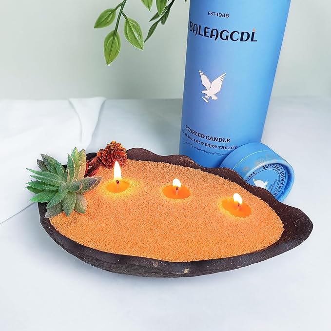 Golden Sunrise Pearled Candle – 18 oz Sun-Kissed Orange Scented Wax | 30 Wicks for 120-Hour Glow Refillable for Summer Energy & Mood Boost