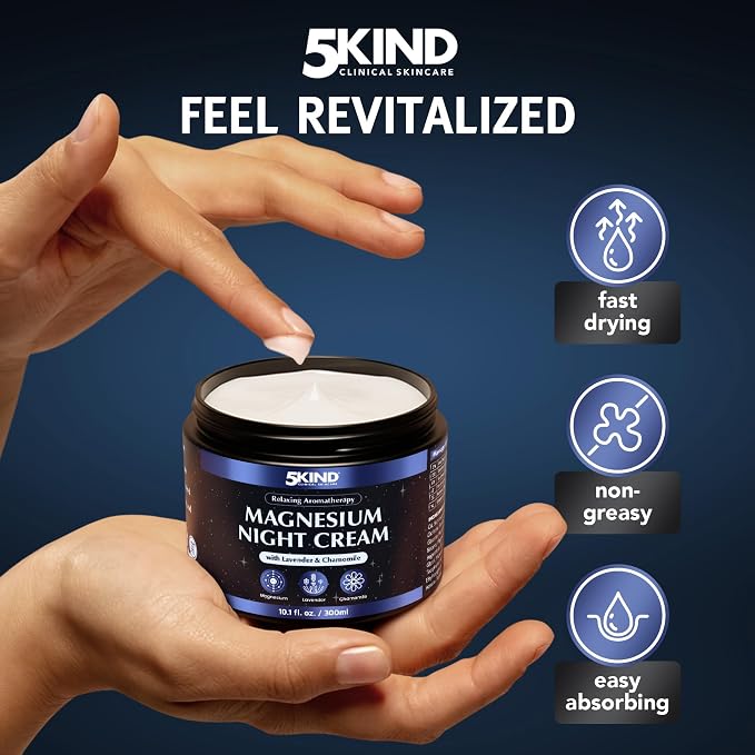 5Kind Magnesium Lotion for Sleep 10.1 fl oz - Magnesium Sleep Cream - Topical Magnesium Cream - Relaxing Lavender & Chamomile Magnesium - Infused with Lavender Essential Oils - Natural Sleep Aid