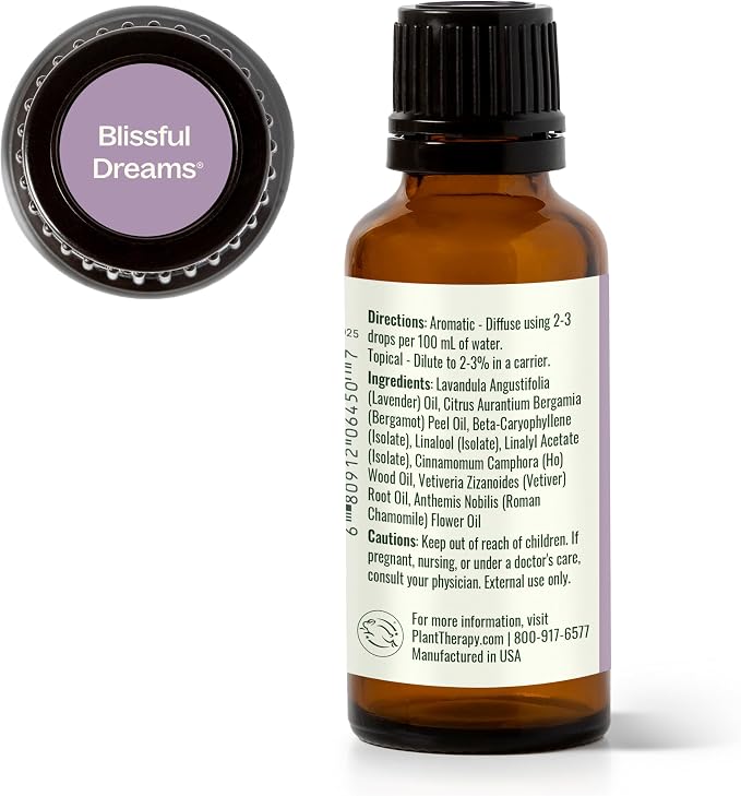 Plant Therapy Blissful Dreams Essential Oil Blend, 30 mL (1 oz), 100% Pure, Undiluted, Natural Aromatherapy for Promoting A Good Night's Sleep