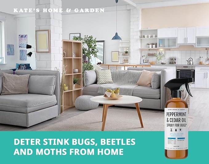 Kate's Home & Garden Peppermint Oil Spray for Bugs, Ants, Insects, Spiders, Roaches, Stink Bug. Pesticide and Insecticide Indoor Repellent Pest Control with Cedar Oil (16oz, Natural, Non Toxic)