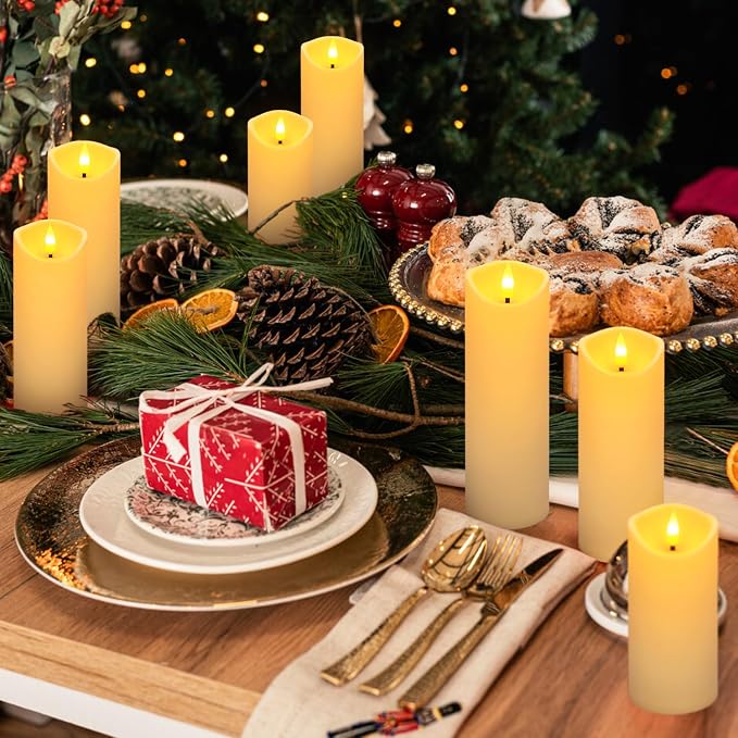 YOROXRG 24 Pack Christmas Decoration Flickering Flameless Candles, Battery Operated Candles,LED Candles for Home Decor,Wedding,Halloween,Birthday,Valentine'sDay (D2.2 xH 5" 6" 7" Ivory)