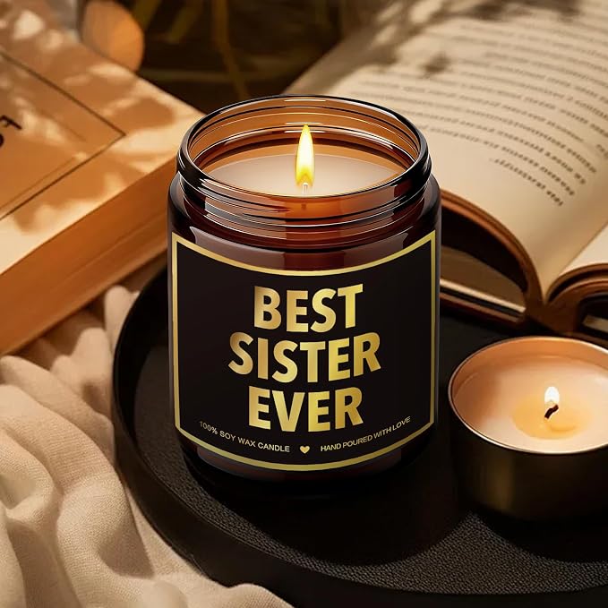 Funny Best Sister Ever Scented Candle Gifts for Sister, Unique Candles Gift for Thanksgiving Christmas Birthday Graduation, Cool Sisters Candle for Bonus Stepsister, Step Sis in Law-24