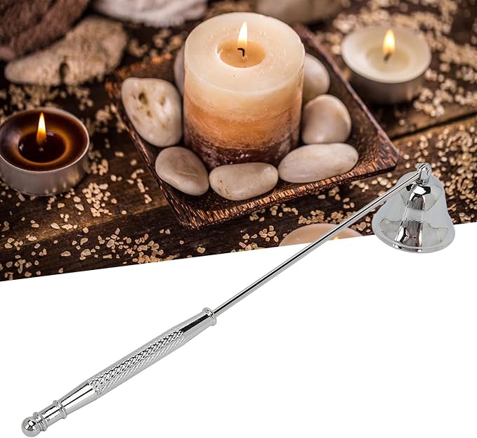 Candle Snuffer, Long Handle Stainless Steel Vintage Extinguisher for Scented Candles Silver Lightweight Wick Flame Stopper
