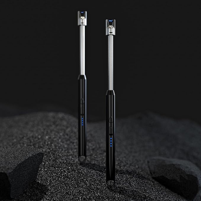 KTEBO 2 Pack Electric Candle Lighter, Windproof Plasma Arc Rechargeable | USB-C Flameless Plasma Lighter, 360-Degree Flexible Long Gooseneck, LED Battery and Safety Lock for Candles, Grill, Camping