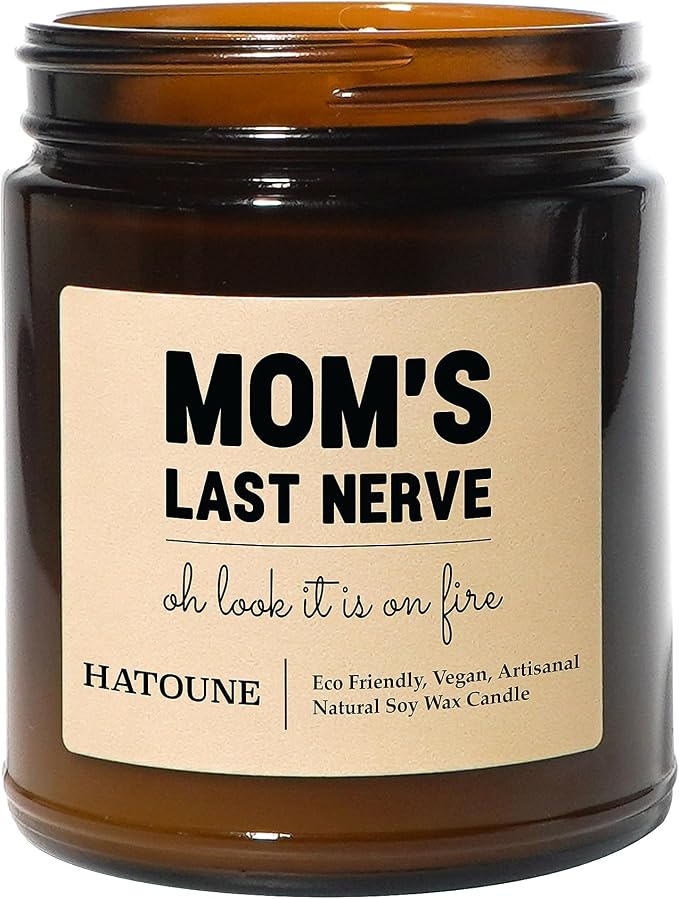 Lavender & Sage Scented Soy Candle, Mom's Last Nerve - Oh Look It is On Fire, Made in USA, Hand Crafted, 40-50 Hour Burn Time, 7.2 oz Amber Jar