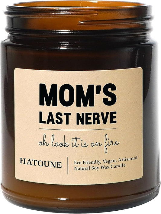 Lavender & Sage Scented Soy Candle, Mom's Last Nerve - Oh Look It is On Fire, Made in USA, Hand Crafted, 40-50 Hour Burn Time, 7.2 oz Amber Jar
