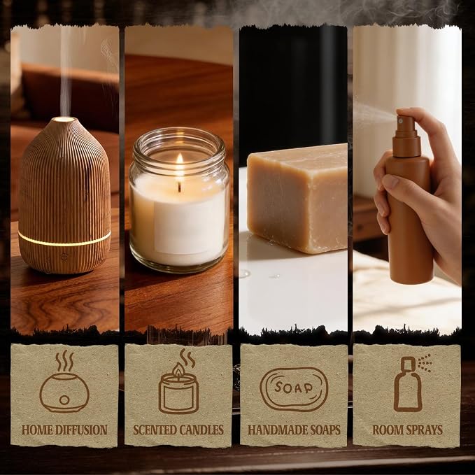 SALUBRITO Men's Club Fragrance Oils, Wood Essential Oil Set for Diffuser, Soap, Candle Making - Sandalwood, Teakwood, Sweet Tobacco, Bay Rum, Black Pepper, Vetiver, Gentlemen Scented Oil