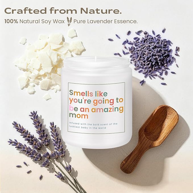 New Mom Gifts, Gift for New Moms, Mothers Day Gifts for Mom, Mothers Gift After Birth -7 OZ Lavender Soy Wax Candle