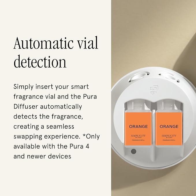 Pura & Simplicity Home Scent Refill - Smart Air Diffuser - Long-Lasting Luxury Fragrance per Refill - Home Essential - Clean & Safe Diffuser Fragrance - 2 Pack, Orange