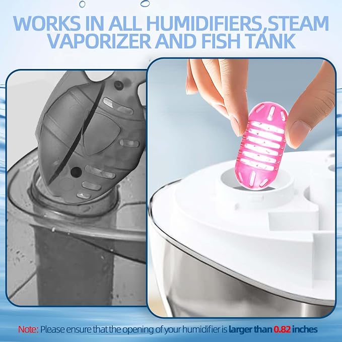15 Pack Universal Humidifier Cleaner, Demineralization Cartridge for Humidifier Compatible with All Humidifiers and Fish Tanks Cleaning Ball, Purifies Water, Reduce Scale and White Dust, Pink