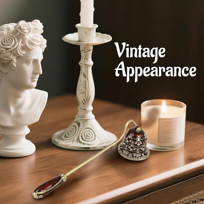 Elegant Royal-Style Candle Snuffer with Pearl Inlay, Candlesnuffers Wick Snuffer Candle Accessory for Putting Out Extinguish Candle (Coffee)