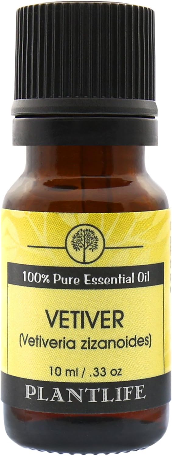 Plantlife Vetiver Aromatherapy Essential Oil - Straight from The Plant 100% Pure Therapeutic Grade - No Additives or Fillers - 10 ml