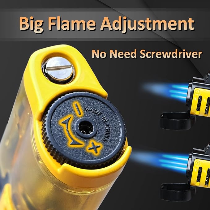 Zoocura Torch Lighter 2 Pack Triple Jet Flame Butane Torch Lighters Refillable Butane Gas Lighters Windproof Adjustable 3 Flame Lighter for Christmas (Without Gas)
