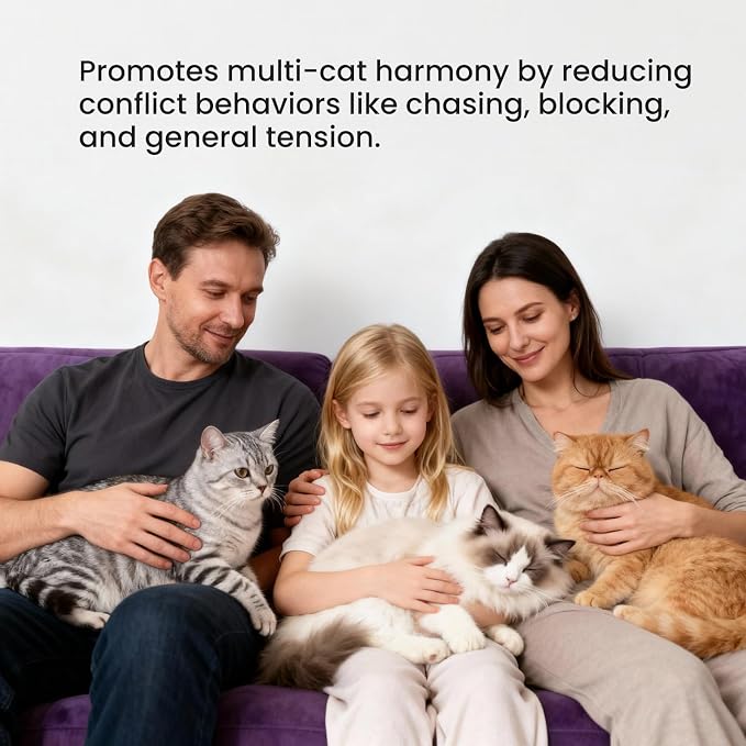 Cat Calming Pheromone Diffuser (1 Diffuser + 2 Refills) for Multi-Cat: 60-Day Supply, 30-Day per Refill, Odorless, Reduces Fighting/Spraying/Scratching, Leak-Free | 60-day supply, saves 20% vs two 1+1, 2 refills+1 diffuser, perfect for 1-2 cats, 24/7 c...