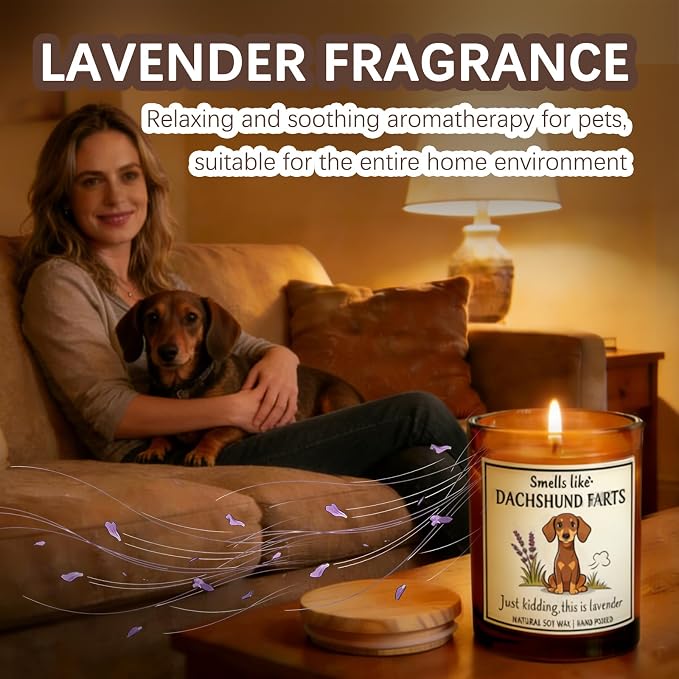 Gift for Dachshund pet Owners & Dog Lovers - Weiner Dog Mom Gifts for Women Crafted by Natural Soy Wax Lavender Pet Friendly Safe Scented Candle Perfect for Christmas Birthday Housewarming Decor