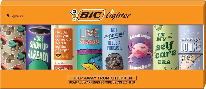 BIC Special Edition Rotating Trends Series Lighters, Set of 8 Lighters