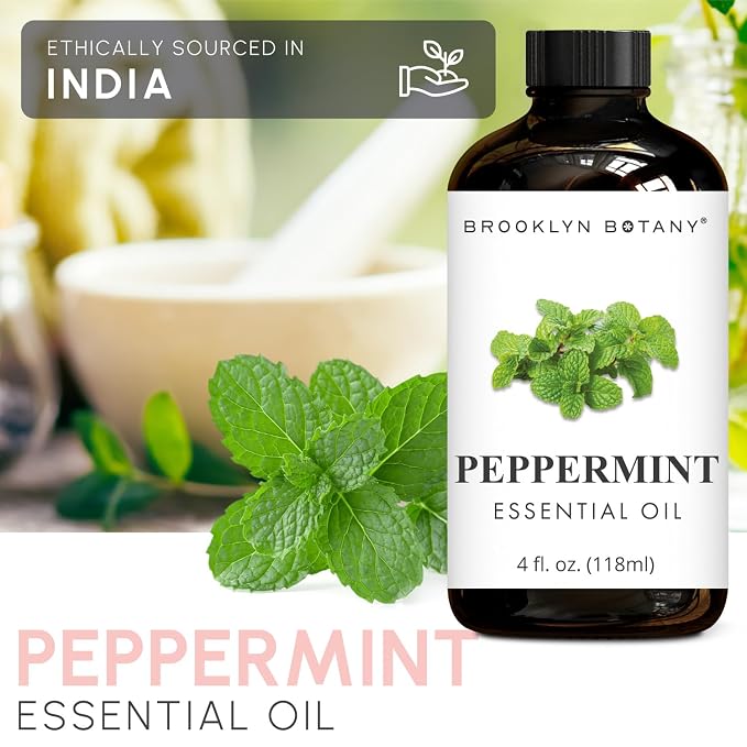Brooklyn Botany Peppermint & Lavender Essential Oils – 4 Fl Oz (Pack of 2) – 100% Pure & Natural – Premium Grade Aromatherapy Oils – Stress & Focus Blend