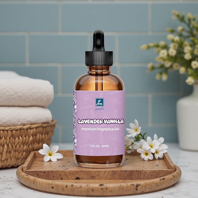 GM Gumili Lavender Vanilla Fragrance Oil 2 Oz, Natural Scent Oil for Home Essential Oils Diffuser, Candle Making, Soap Making, DIY Body Oils, Perfume, Body Mist, Spray