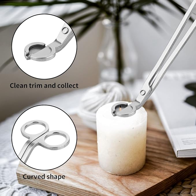Kirecoo 3 in 1 Candle Accessory Set, Candle Wick Trimmer Cutter, Snuffer, Dipper, Wick Care Kit with Trimmer, Dipper and Extinguisher (Silver)