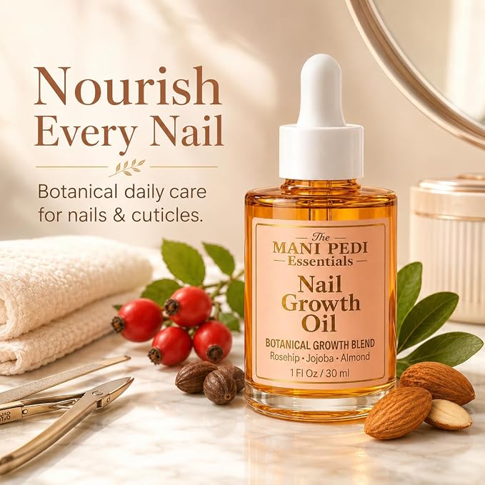 TMPE Nail Growth Oil 1 fl oz | Rosehip, Jojoba & Almond Oil Blend | Fast Nail Growth Serum for Stronger Longer Nails | Cuticle Oil Strengthener | Nourishing Nail Treatment for Brittle Damaged Nails