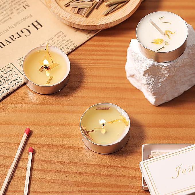 Citronella Scented Tealight Candles Outdoor, 64 Pack - 4-Hour White Tea Lights, 100% Natural Palm Wax Tea Lights Candle, Paraffin-Free, Scented Votive Candles for Indoor/Outdoor Use