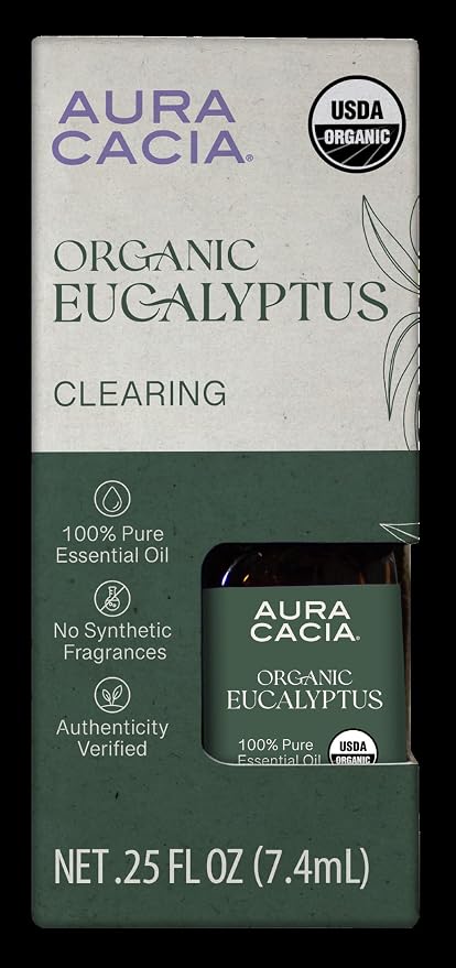 Aura Cacia, Organic Eucalyptus Essential Oil, 0.25 Fl Oz