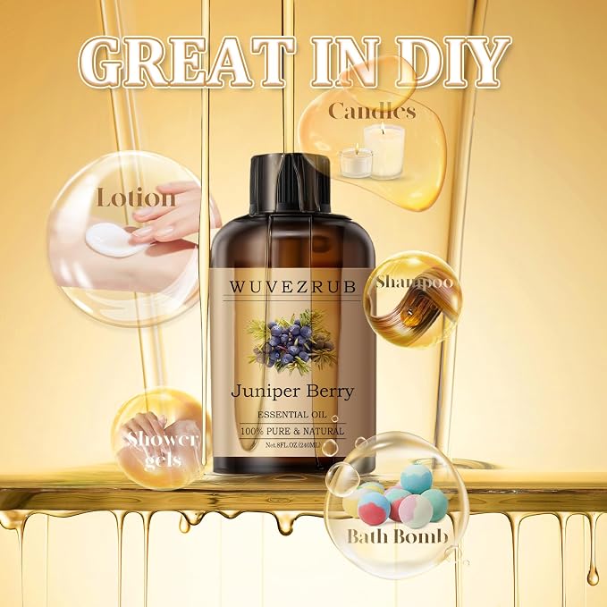 Juniper Berry Essential Oil 240ML - 100% Pure and Natural Oils for Aromatherapy Diffuser - 8 Fl Oz/Juniper Berry