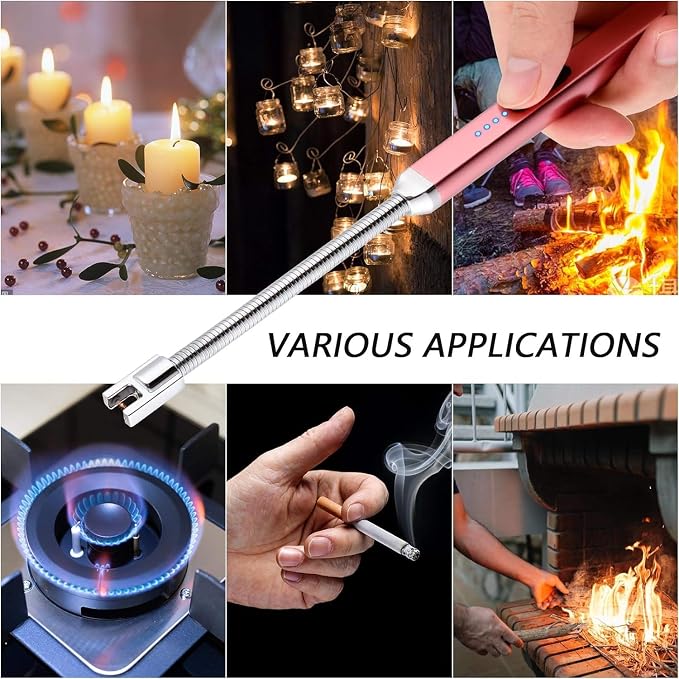 MEIRUBY 2 Pack Electric Candle Lighter, Birthday Christmas Stocking Stuffers Gifts for Women Mom Men Wife Sister, USB Arc Rechargeable Windproof Long Lighter for Candle BBQ Housewarming Gift Idals