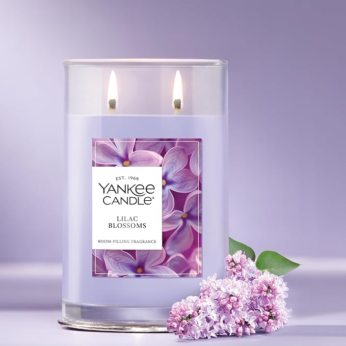 Yankee Candle Lilac Blossoms Scented, Signature 20oz Large Tumbler 2-Wick Candle, Over 60 Hours of Burn Time (Pack of 4)