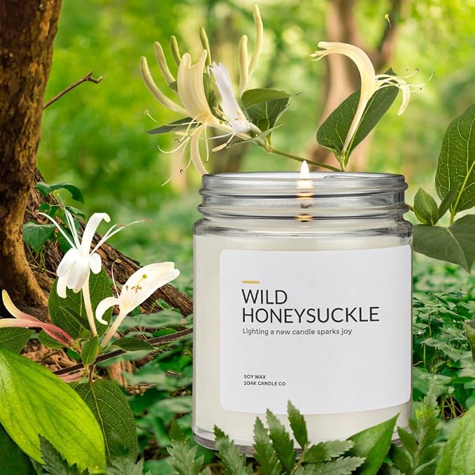 1OAK Honeysuckle Candle - Soy Wax Scented Candles (Wild Honeysuckle) - Soy Candles for Home Scented - Long Burning Premium - Hand-Poured (7oz.)