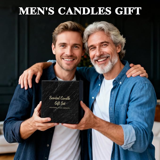 Mens Scented Candle Gift Set 4 Pack Men Candles for Home Scented, 24oz Soy Candle 240 Hour Mens Scented Candle Gift Set for Dad, Boyfriend, Husband Birthday, Valentine, Christmas, Anniversary Present