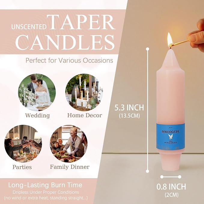 Smokeless Candlesticks Short Taper Candle,Unscented 5 Inches Gradient Orange Candle Sticks Dripless Tapered Candles for Home Décor Gifts