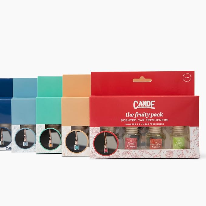 CE Craft Hanging Car Air Freshener – Fragrance Oil Diffuser with Essential Oils – Long-Lasting Aromatherapy Scents for Automobiles – 4 Pack, Summer