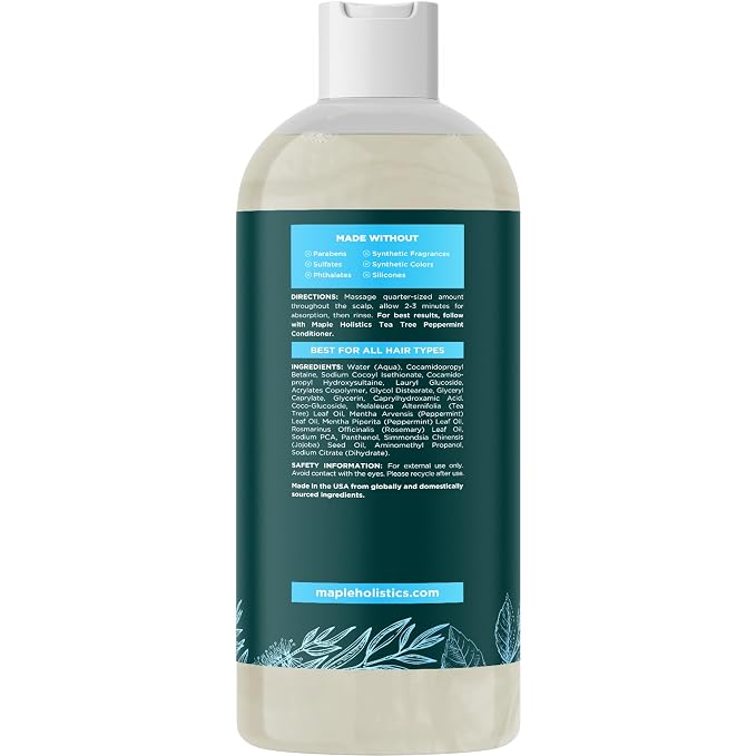 Rosemary Tea Tree Mint Shampoo - Clarifying Shampoo for Build Up and Flakes with Deep Cleansing Peppermint Oil and Tea Tree Essential Oil for Dry Scalp Treatment - Paraben & Sulfate Free (8oz)