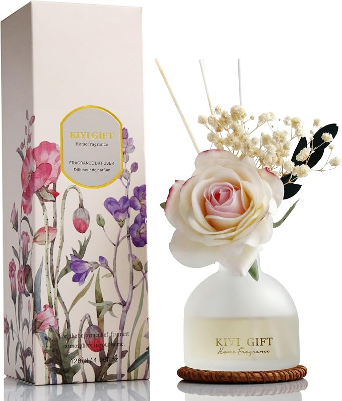 Reed Diffuser Set, 4.06 oz Scent Diffuser with 6 Sticks,Home Fragrance,Reed Diffuser for Bathroom Shelf Decor Crisp Linen